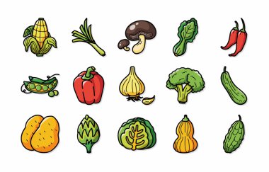 Sebze ve meyve simgeler kümesi, eps10