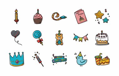 Doğum günü ve simgeler kümesi, eps10 kutlamak