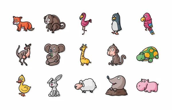 Roliga djur ikoner set, eps10 — Stock vektor