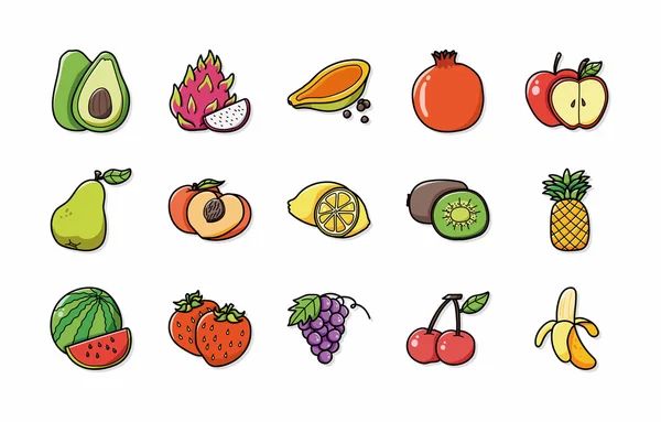 Conjunto de iconos de frutas y verduras, eps10 — Archivo Imágenes Vectoriales