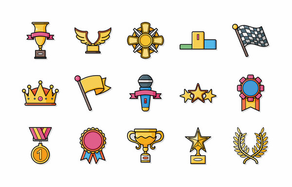 Набор значков наград и трофеев, eps10
