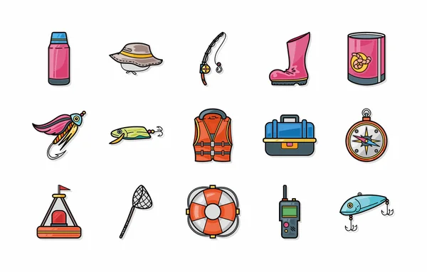 Fishing icons set, eps10 — стоковый вектор