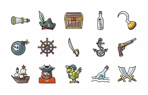Set di icone pirata, eps10 — Vettoriale Stock