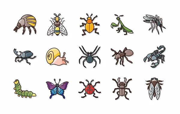 Ensemble d'icônes d'insectes et de bugs, eps10 — Image vectorielle