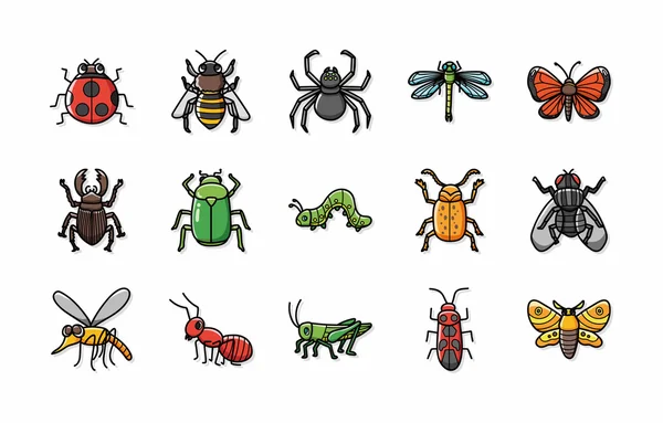 Conjunto de iconos de insectos e insectos, eps10 — Vector de stock