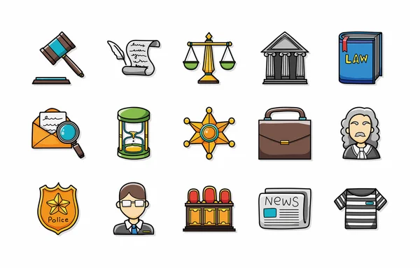 Conjunto de iconos del derecho y la justicia, eps10 — Archivo Imágenes Vectoriales