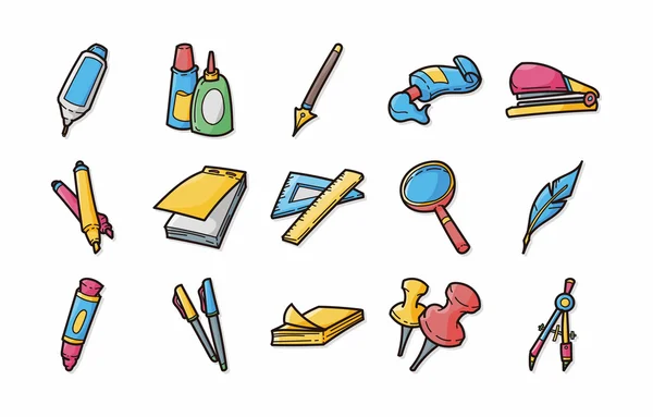 Briefpapier en tekening icons set, eps10 — Stockvector