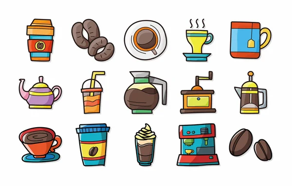 Coffee and tea icons set,eps10 — Stock Vector