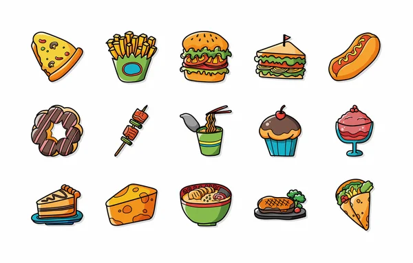 Conjunto de iconos de alimentos y bebidas, eps10 — Vector de stock