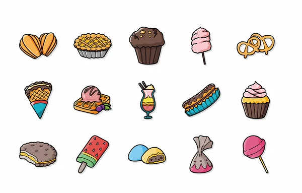 甜点和糖果图标集，eps10 — 图库矢量图片