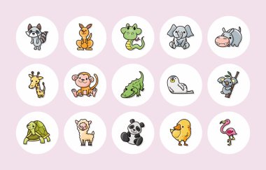 Komik hayvanlar simgeler kümesi, eps10