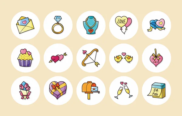 Valentine's day and love icons set,eps10 — Vector de stoc