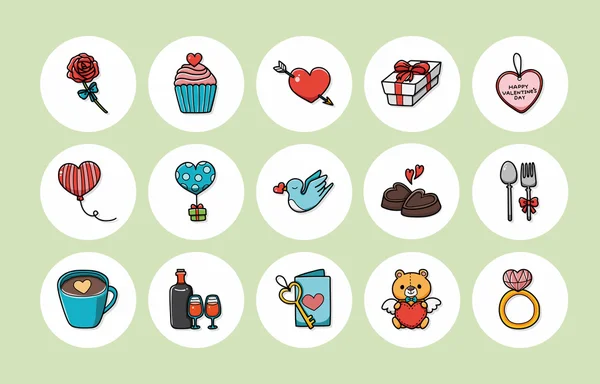 Valentine's day and love icons set,eps10 — Vector de stoc