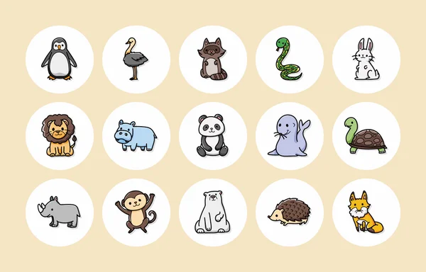 Funny animals icons set, eps10 — стоковый вектор