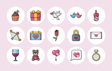 Sevgililer günü ve sevgi simgeler kümesi, eps10