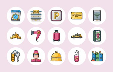 Otel ve otel hizmetleri Icons set, eps10