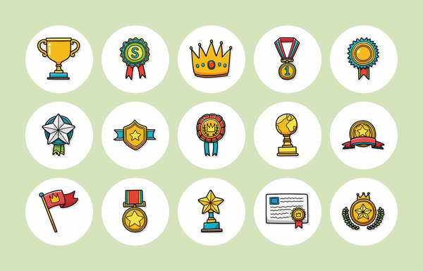 Набор значков наград и трофеев, eps10
