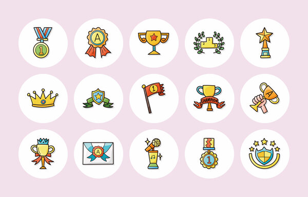 Набор значков наград и трофеев, eps10
