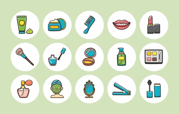 Schoonheid en make-up iconen set, eps10 — Stockvector