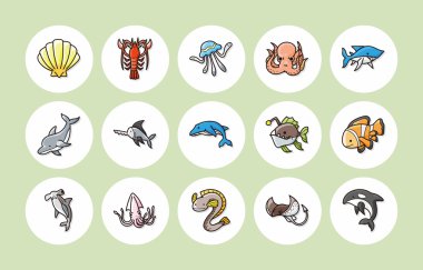 Okyanus ve deniz simgeler kümesi, eps10