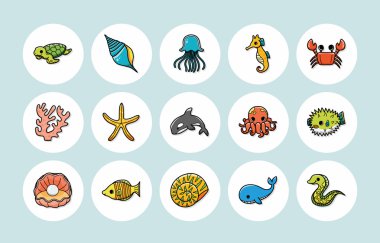 Okyanus ve deniz simgeler kümesi, eps10