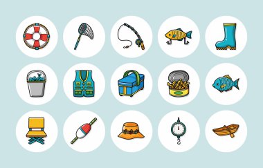 Balık tutma simgeler kümesi, eps10