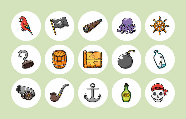 Pirate icons set, eps10

