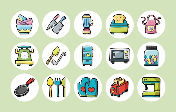 Keuken en koken iconen set, eps10 — Stockvector