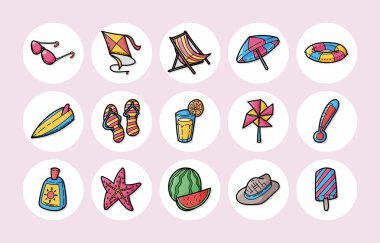 Yaz ve plaj simgeler kümesi, eps10