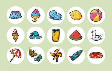 Yaz ve plaj simgeler kümesi, eps10