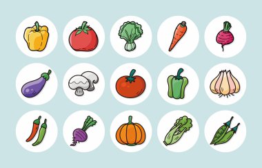Sebze ve meyve simgeler kümesi, eps10
