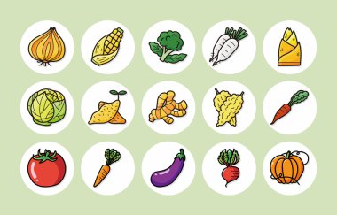 Sebze ve meyve simgeler kümesi, eps10