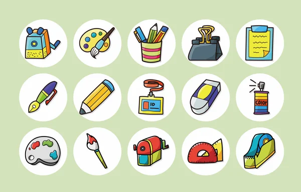 Stationery and drawing icons set,eps10 — Stock Vector