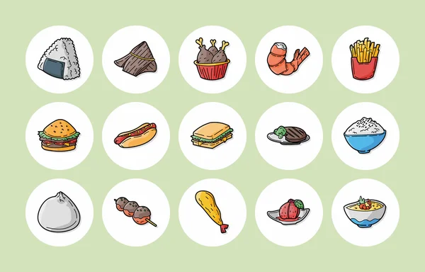 Conjunto de iconos de alimentos y bebidas, eps10 — Vector de stock