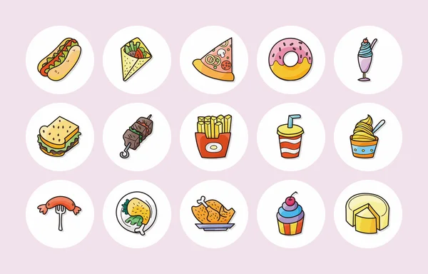 Conjunto de iconos de alimentos y bebidas, eps10 — Vector de stock