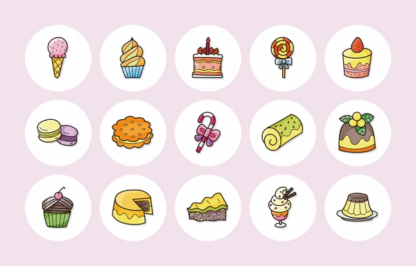 Dessert und Süßigkeiten Icons Set, Eps10 — Stockvektor