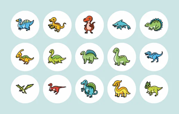 Conjunto de iconos de dinosaurios, eps10 — Vector de stock