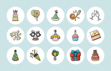 Doğum günü ve simgeler kümesi, eps10 kutlamak