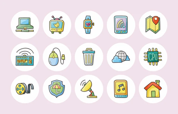 Internet and media icons set, eps10 — стоковый вектор