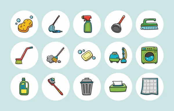 Juego de iconos de herramientas de limpieza, eps10 — Vector de stock