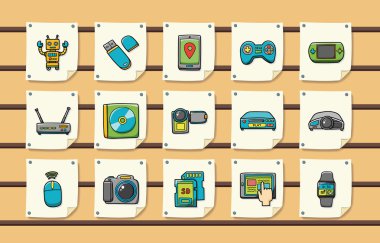 Technology and network icons set,eps10 clipart