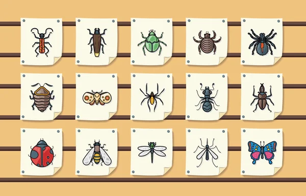 Insecten en insecten pictogrammen instellen, eps10 — Stockvector