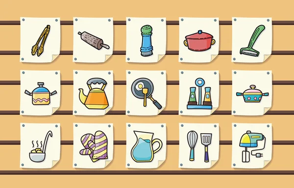 Kuchyně a kuchyňské sady ikon, eps10 — Stockový vektor