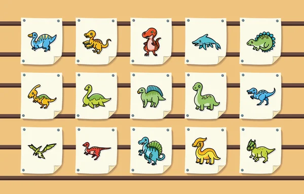 Dinoszauruszok ikonok beállítása, eps10 — Stock Vector