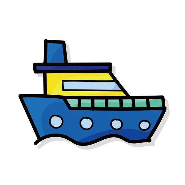 Bateau couleur doodle — Image vectorielle