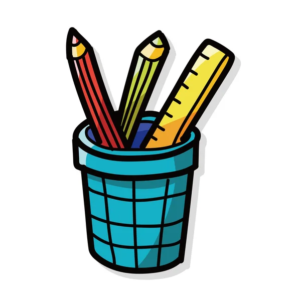 Stylo et crayon doodle couleur — Image vectorielle