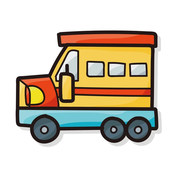 Bus van de school kleur doodle — Stockvector