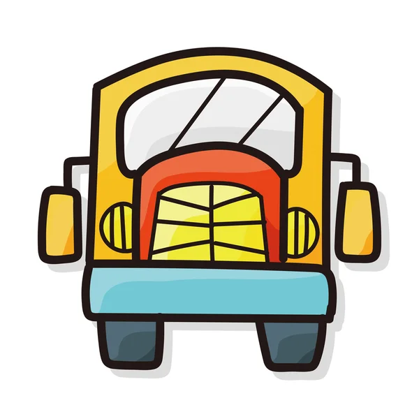 Autobús escolar doodle color — Vector de stock