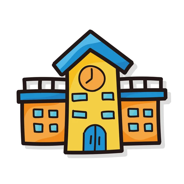 Skolbyggnaden färg doodle — Stock vektor