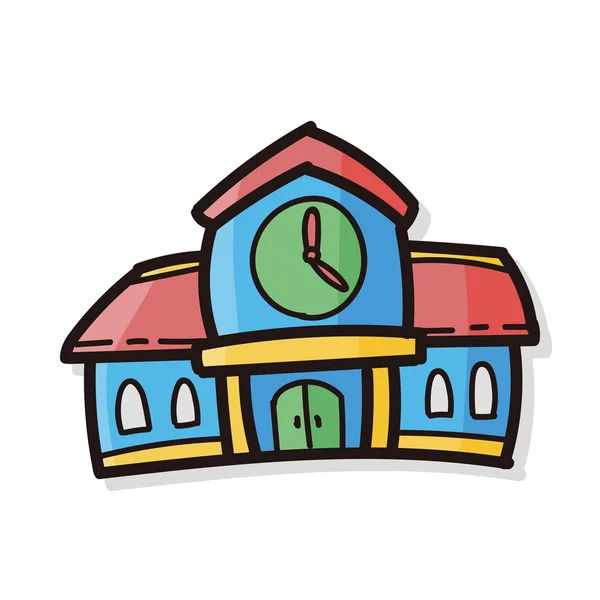 Escola construção cor doodle — Vetor de Stock